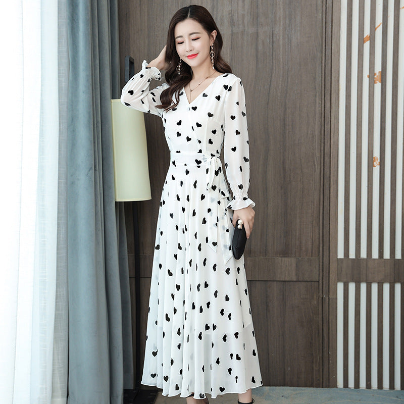 Long sleeve chiffon floral dress