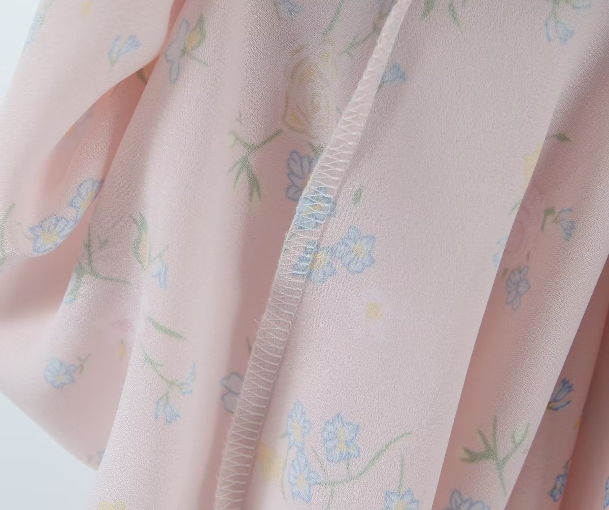 Robe de fée d'été élégante pour femmes, petite, col carré, manches bouffantes, premier amour français, douce robe en mousseline de soie, pause thé, robe florale