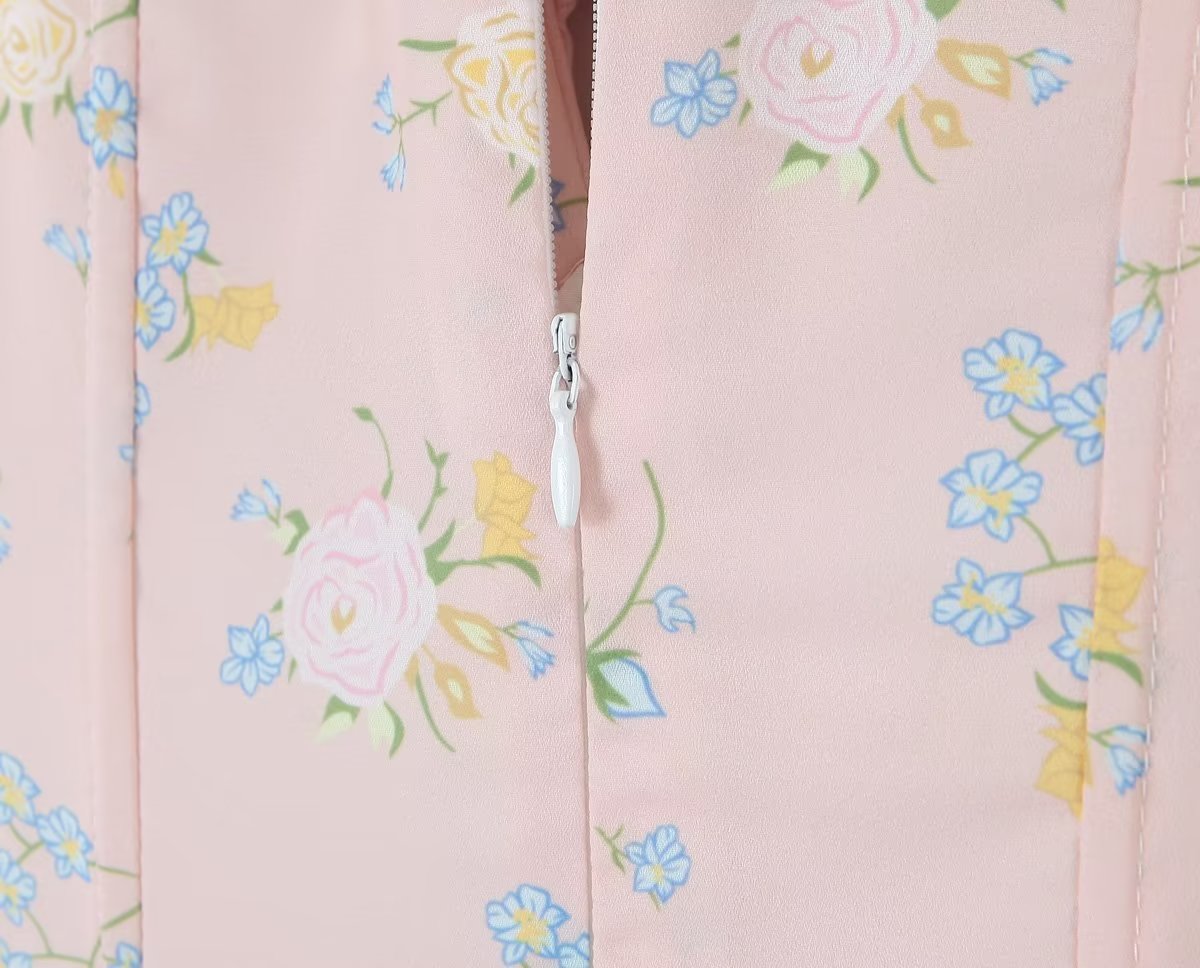 Robe de fée d'été élégante pour femmes, petite, col carré, manches bouffantes, premier amour français, douce robe en mousseline de soie, pause thé, robe florale