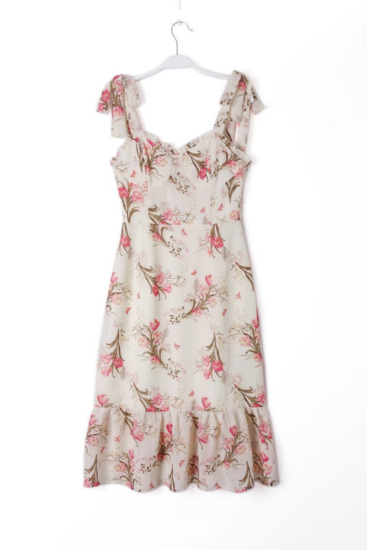 Robe longue à bretelles florales françaises à la mode pour femme, coupe ajustée, amincissante, pastorale, printemps