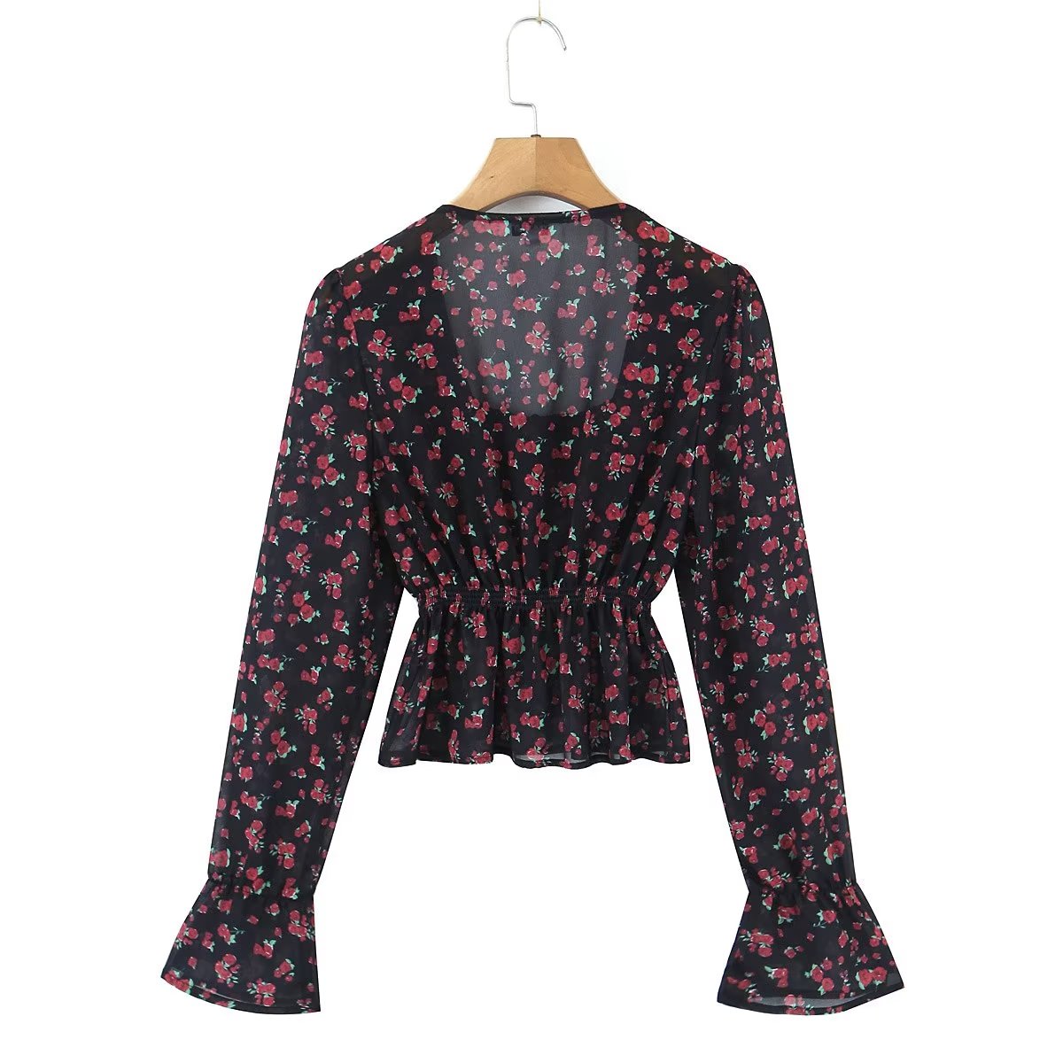 Jupe de costume florale vintage française pour femme, chemise d'été à col carré, taille haute, longue jupe