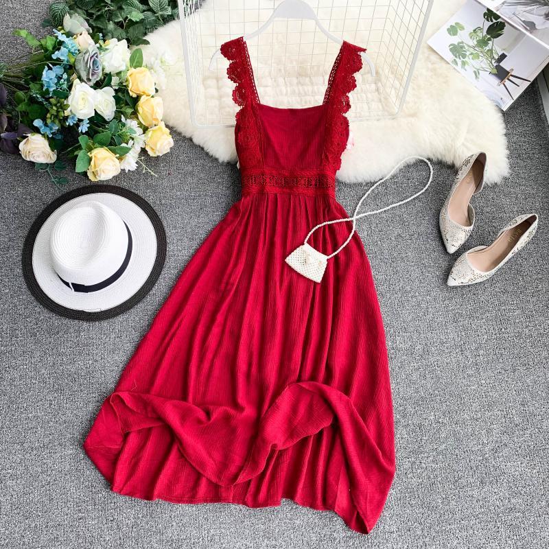 Vintage Red Dress Medium Length Dress