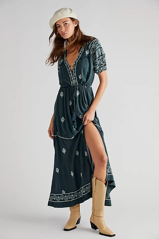 Robe longue en coton brodé à lacets pour femmes, nouvelle collection printemps et automne, élégante, quotidienne