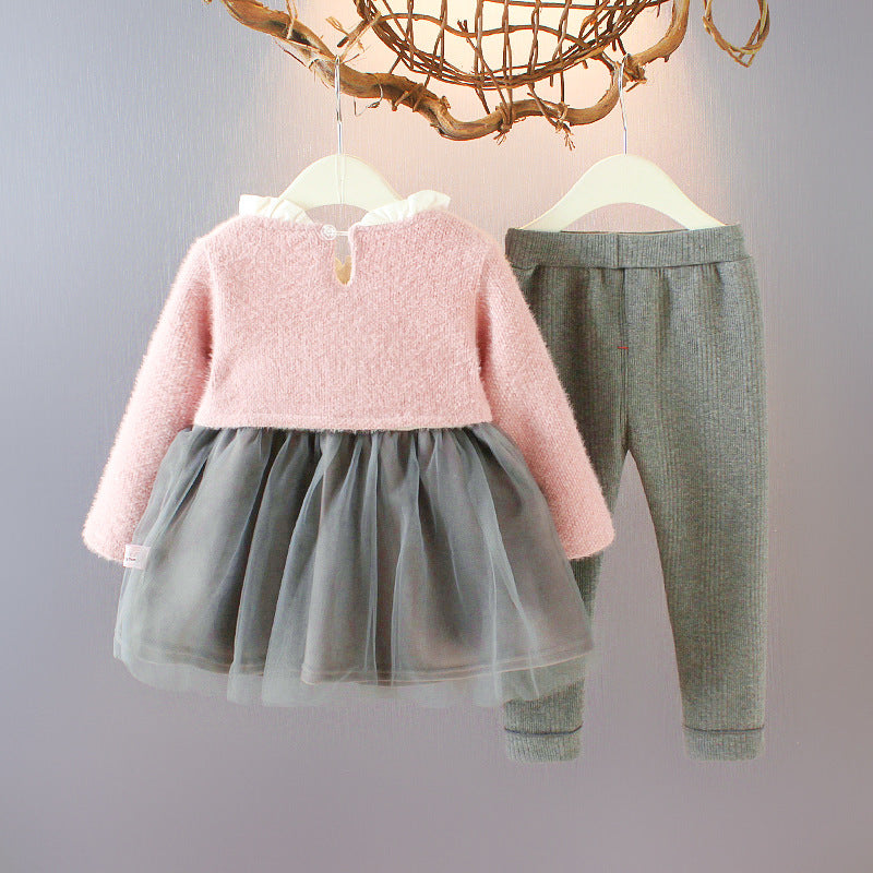 Two-piece fleece dress