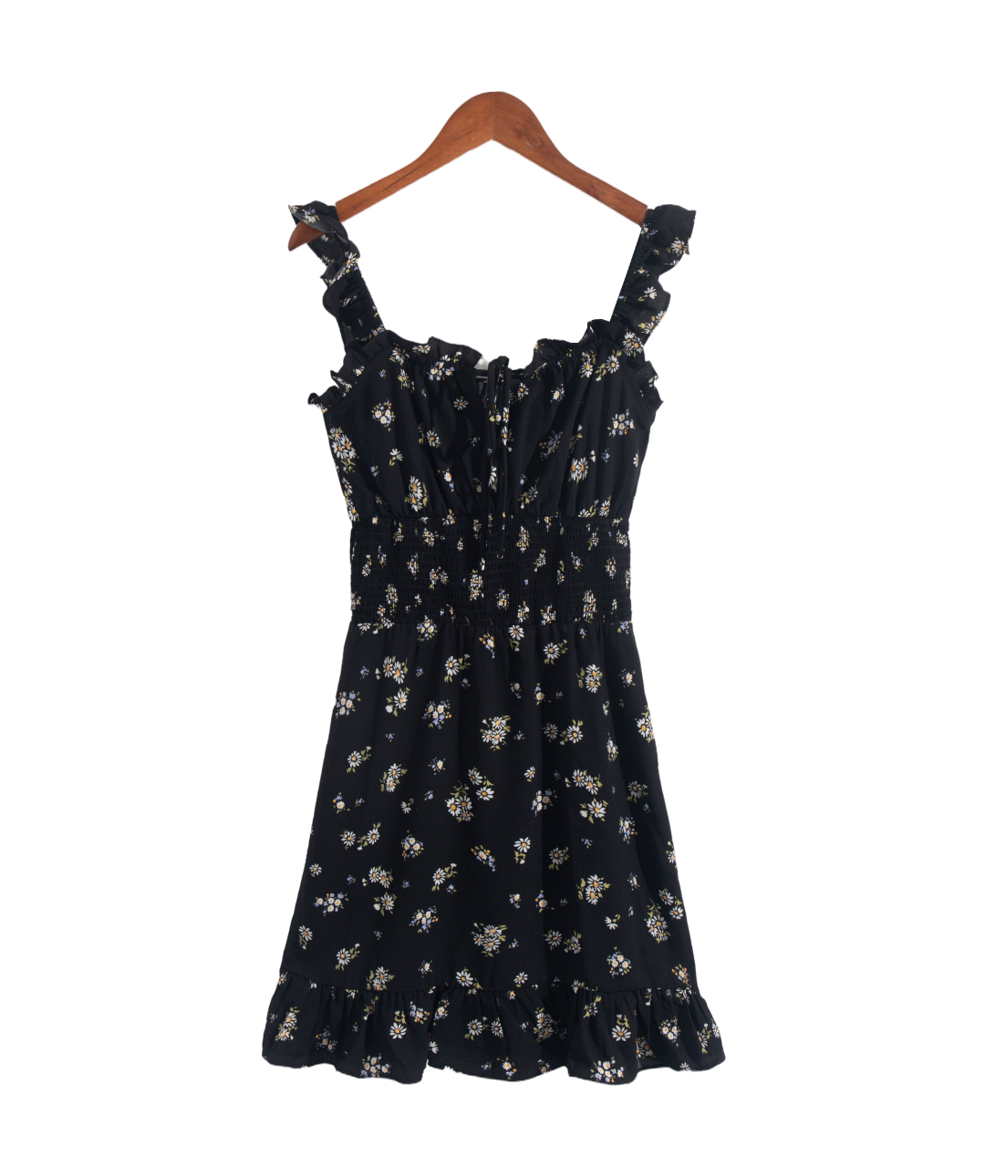 Vintage Ruffled Slim Fit Mid Length Vacation Women Printing Slip Dress