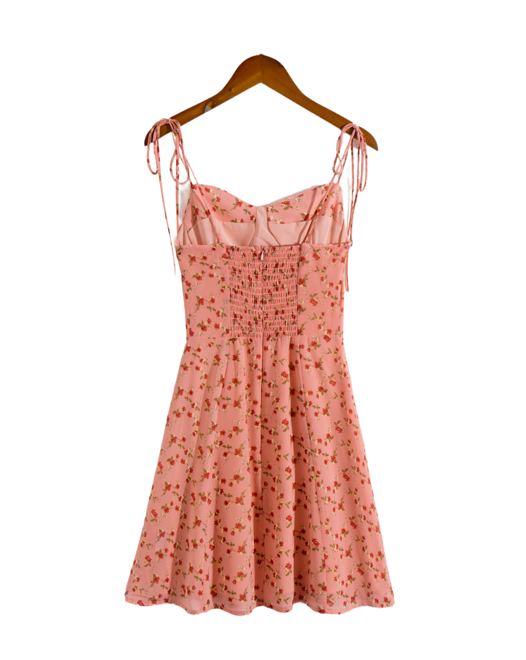 Autumn Vacation Casual Lace up Slip Dress Women Floral Smocking Dress