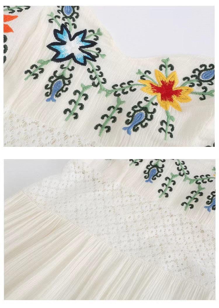 Women Summer Embroidered Strapless Dress