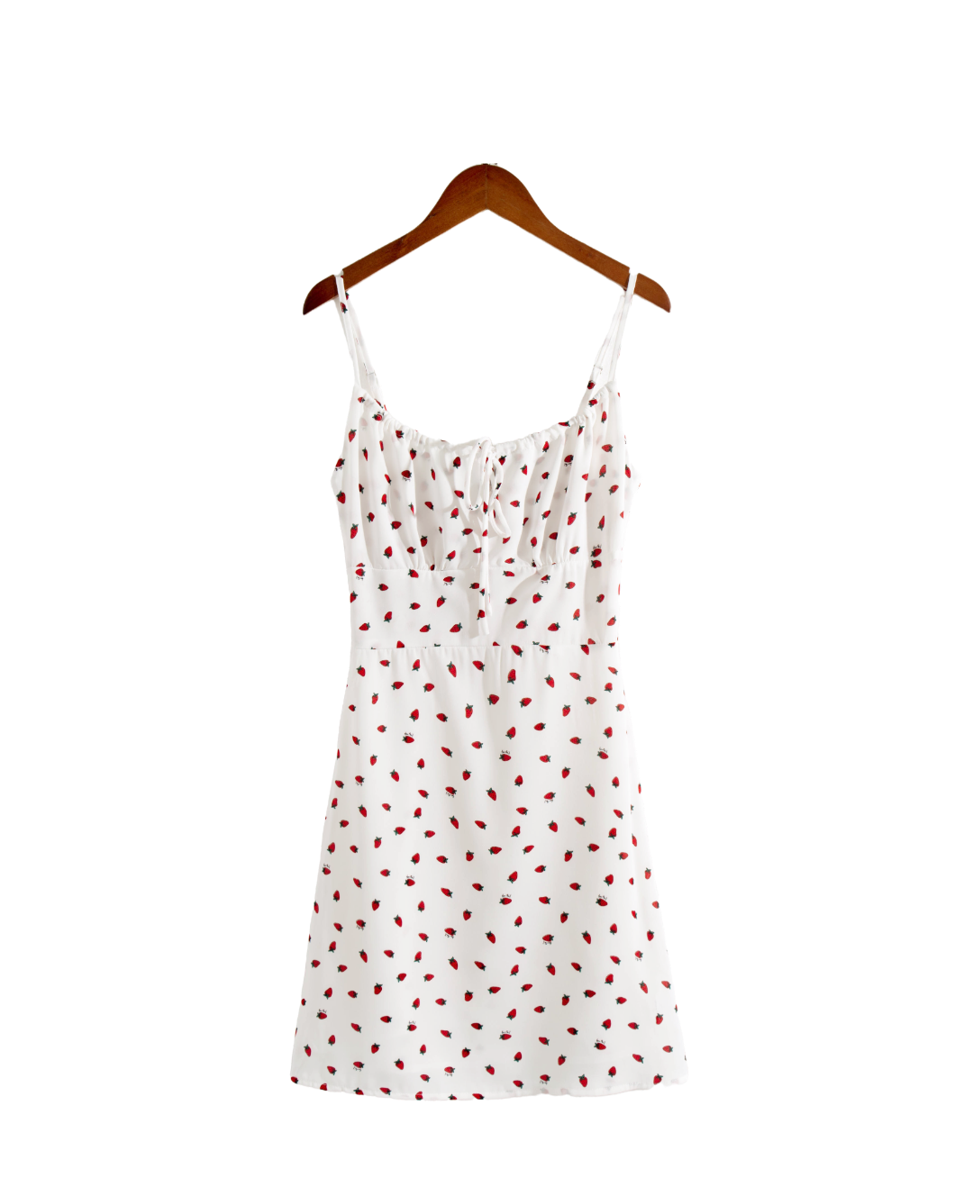 Winter French Girl Pastoral Cute Strawberry Small Printed Casual Strap Dress