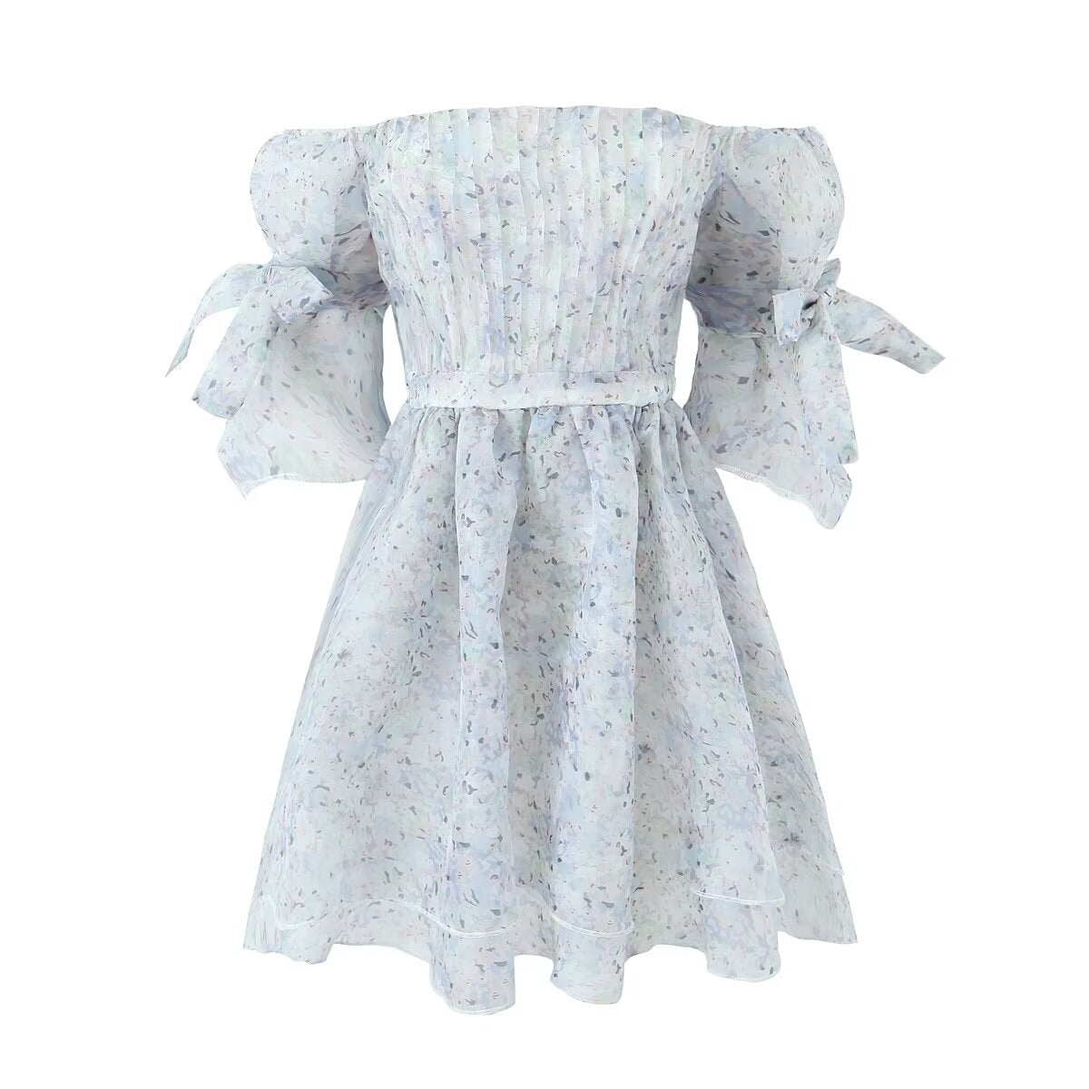 Robe de princesse sexy de niche française douce automne hiver robe à col dénudé et manches bouffantes