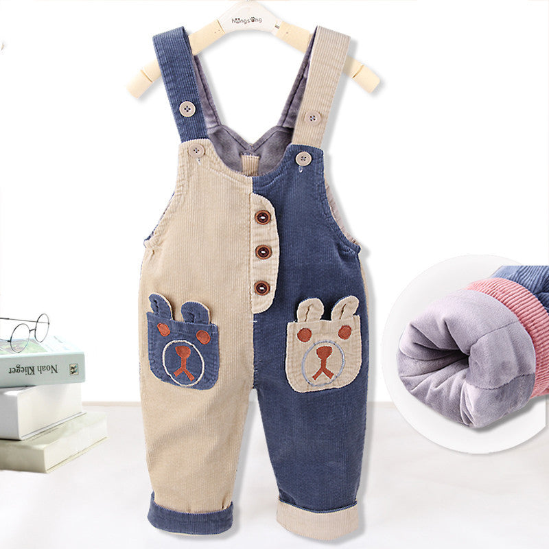 Thicken Plus Velvet Children's Overalls