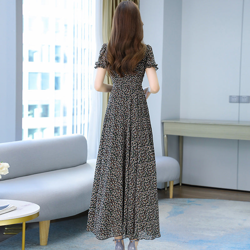 Floral Chiffon Dress Bohemian Long Skirt