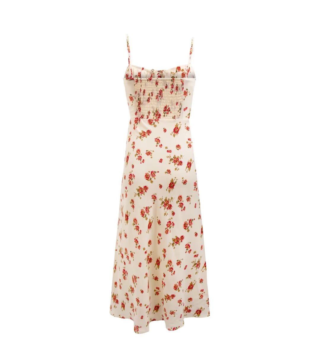 Robe de vacances décontractée à bretelles à petites fleurs de style pastoral beige au début du printemps