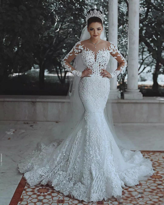 Luxury mermaid lace wedding dress