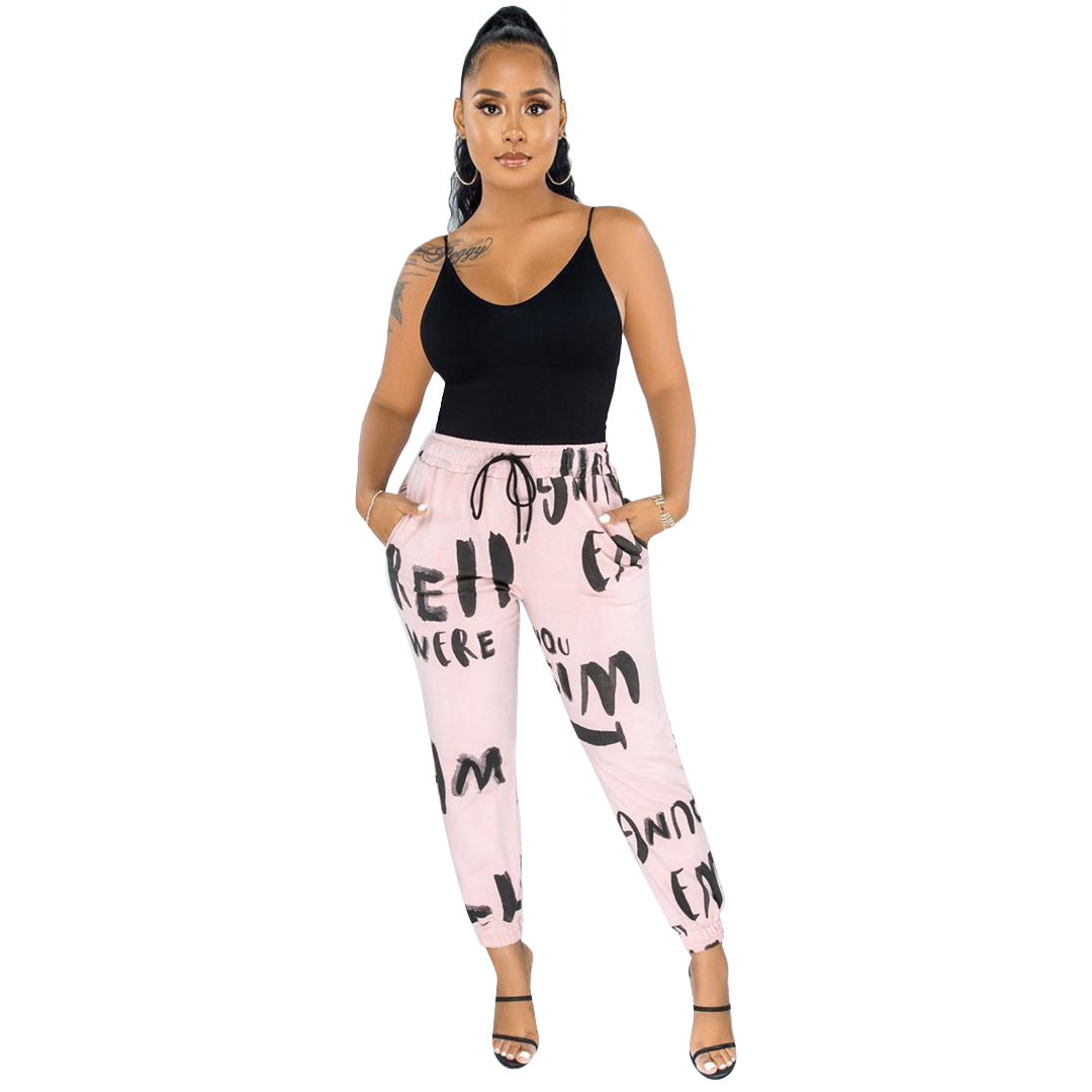 Cute Letters Printing All Matching Casual Sports Suit