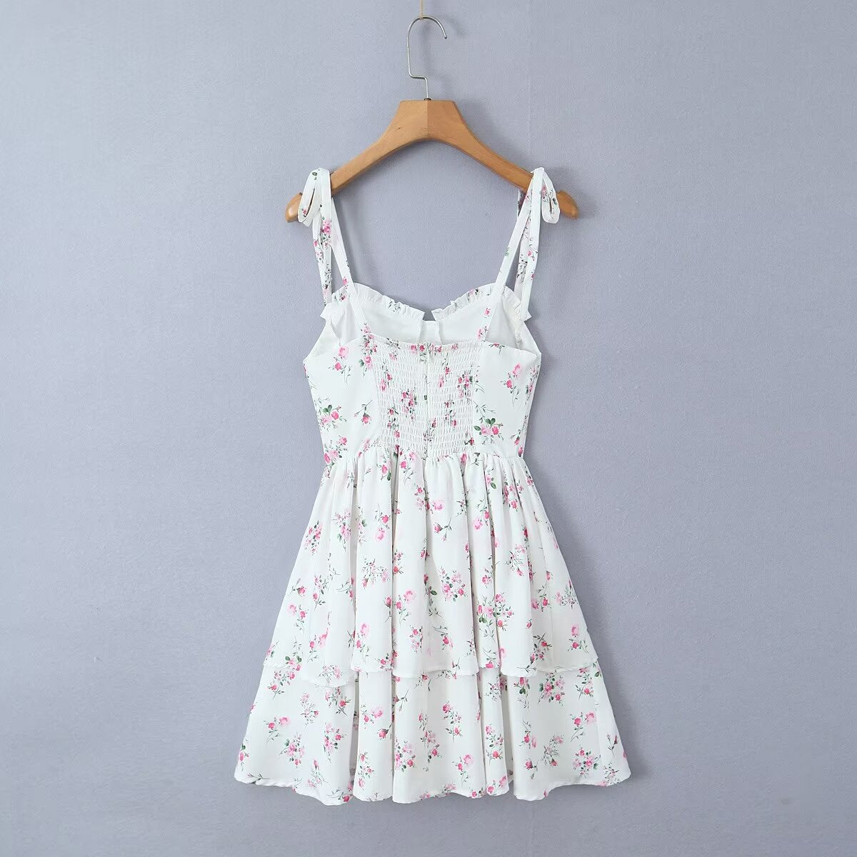 Vestido de tirantes con estampado floral blanco para mujer, vestido sexy de verano con cintura pura, ajustado y favorecedor de figura