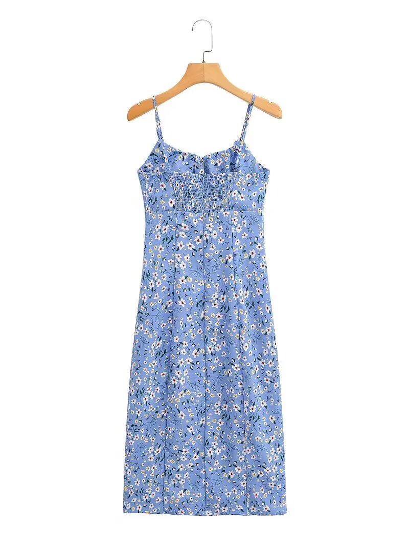 Vestido retro con estampado floral para mujer, ropa de verano