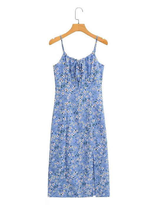 Vestido retro con estampado floral para mujer, ropa de verano