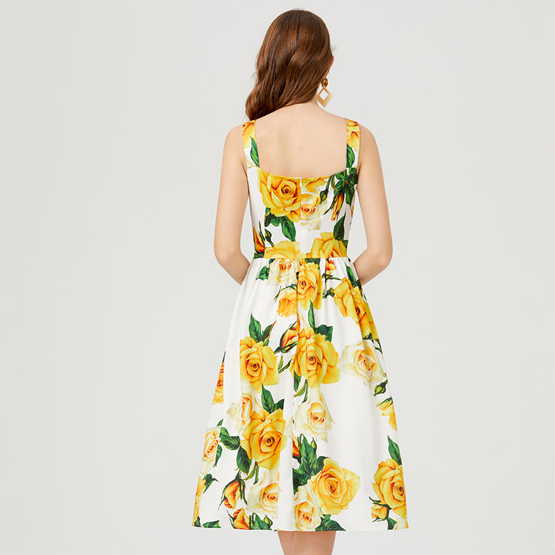 Vestido camisero de una sola botonadura con estampado floral para vacaciones de verano para mujer