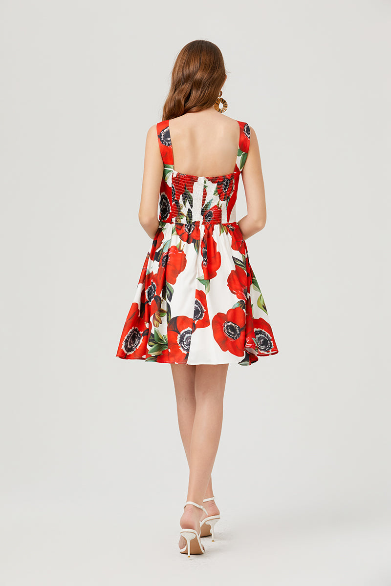 Robe d'été élégante sans manches à imprimé floral pour femme