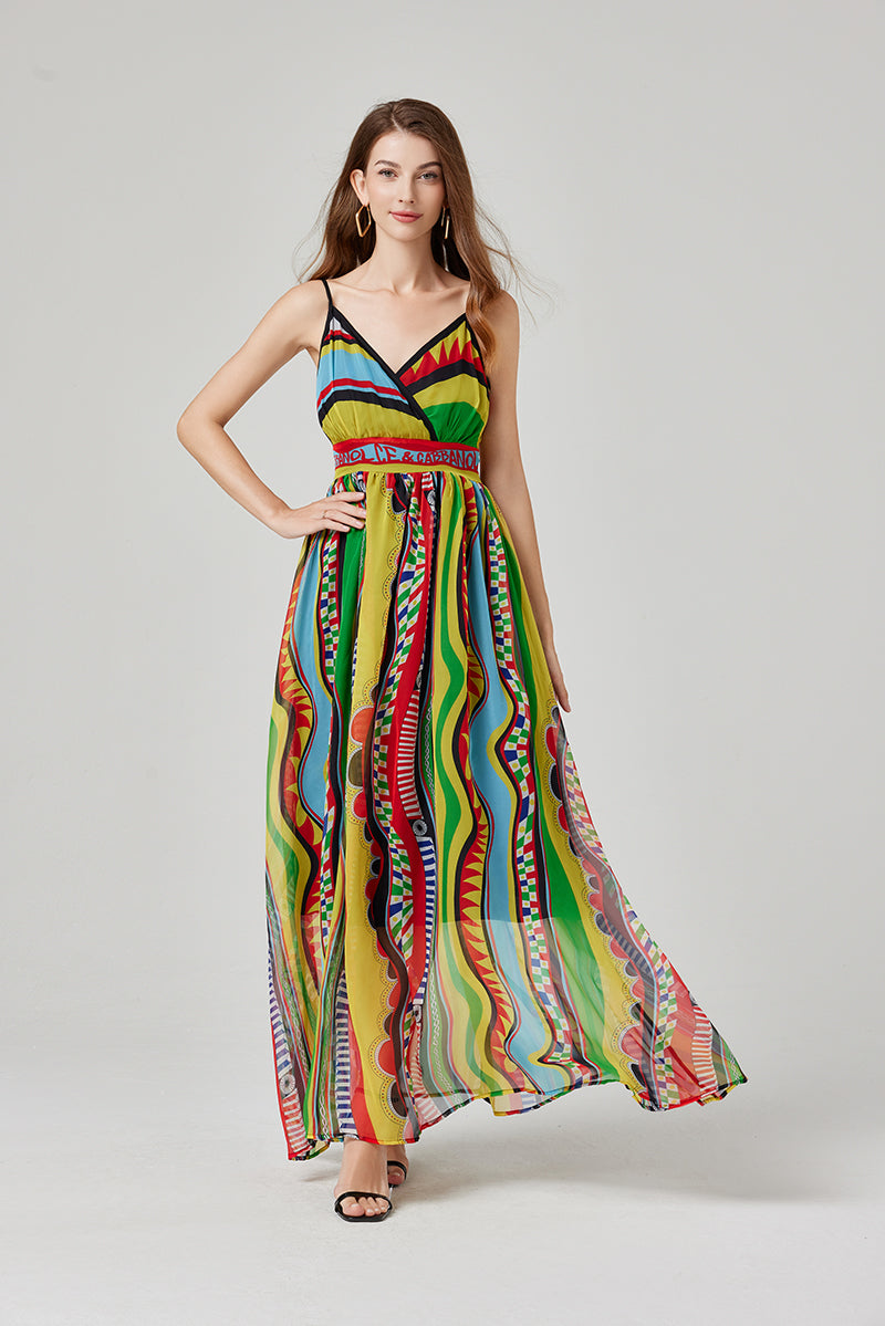 Vestido elegante de verano para mujer, sin mangas, con escote en V y corte en A