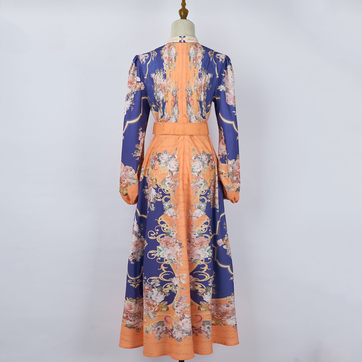 Women Spring And Autumn Flowers Daily Long Sleeve Maxi Dress