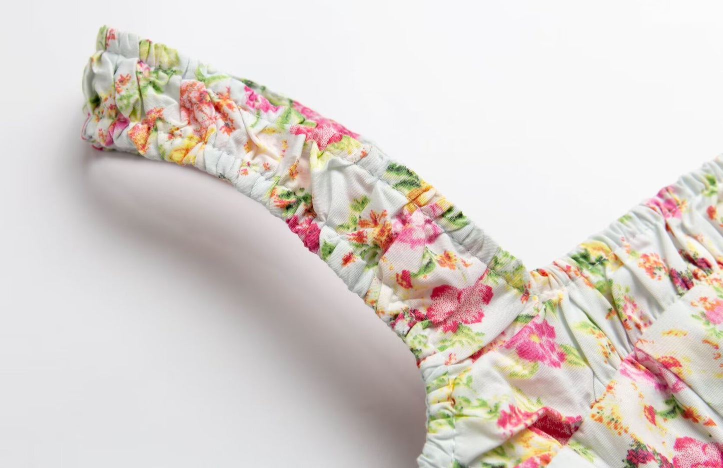 Ropa de verano para mujer Vestido con tirantes en la cintura ajustado floral vintage francés