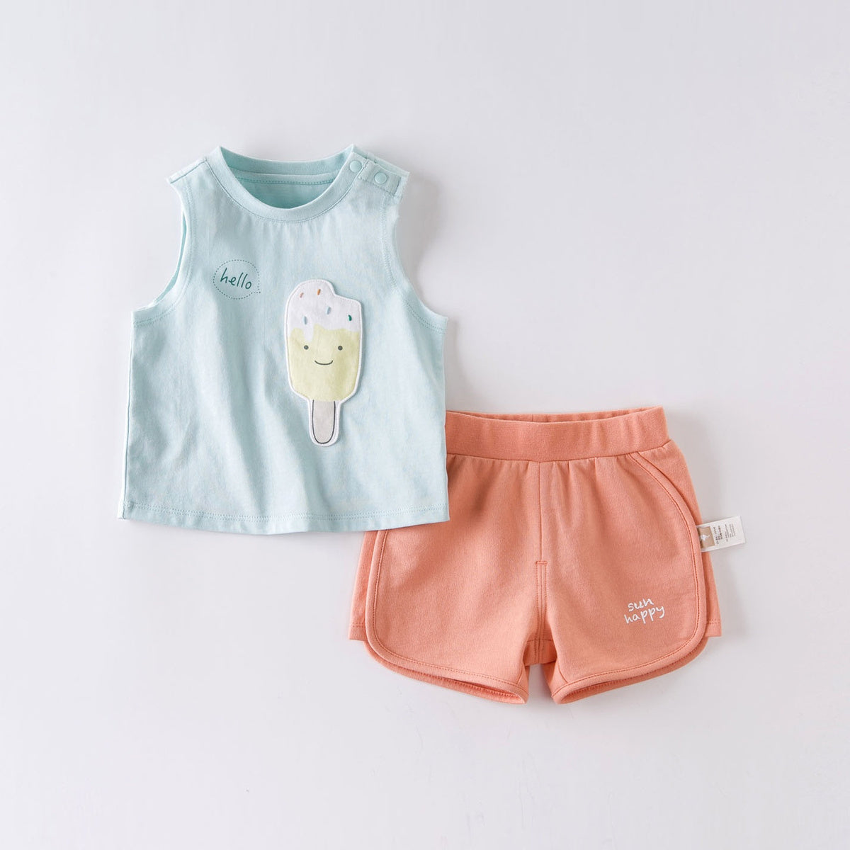 Baby cartoon cute vest casual shorts two-piece set