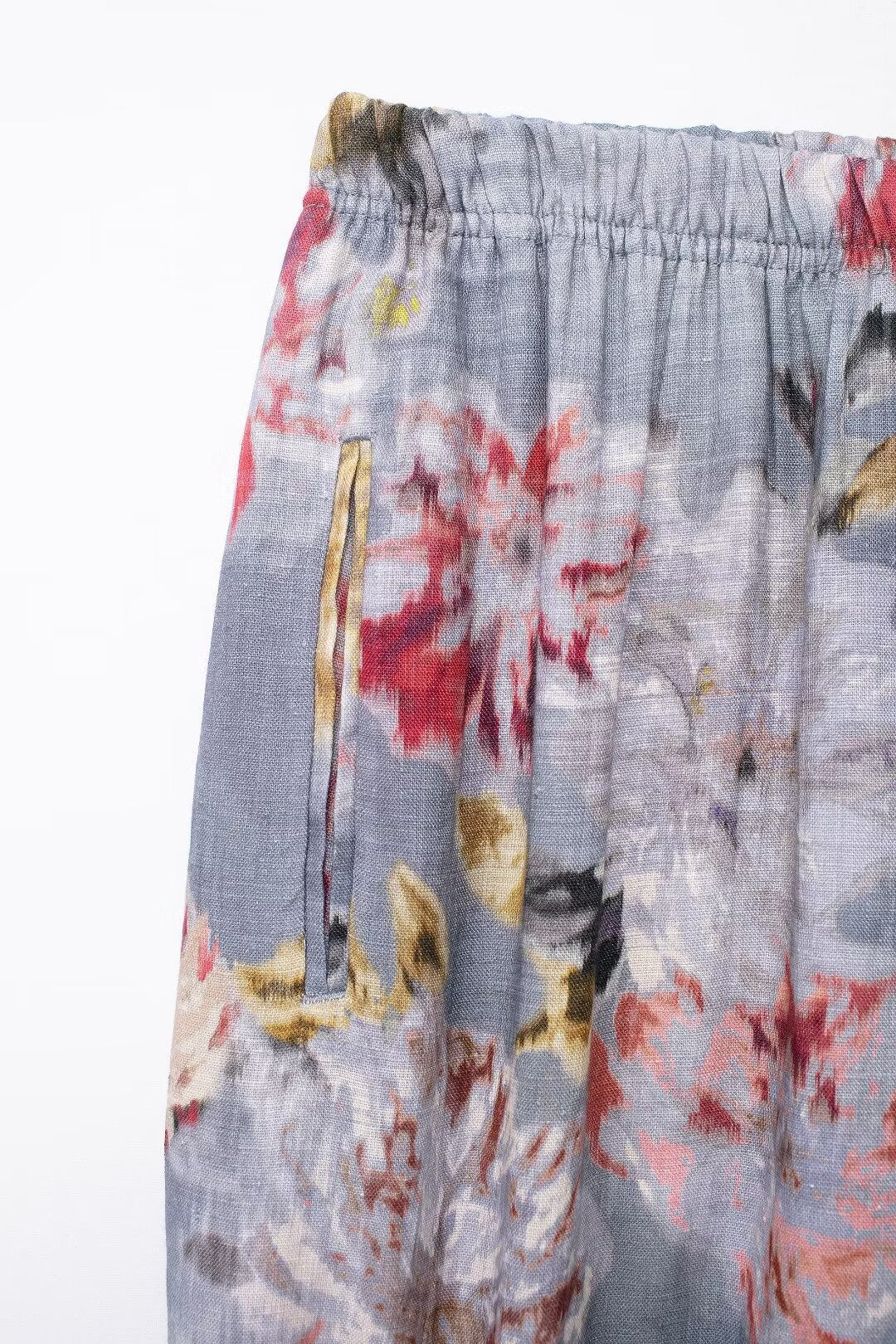 Ropa de mujer Camisa de lino estampada cómoda e informal de verano Pantalones de lino estampados