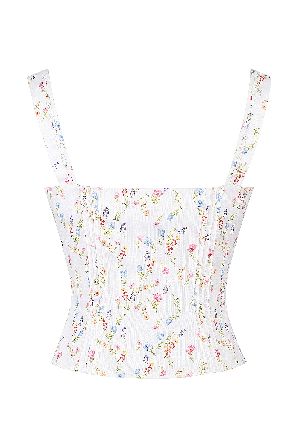 Débardeur à lacets pour femme avec motif floral et coupe slim plissée