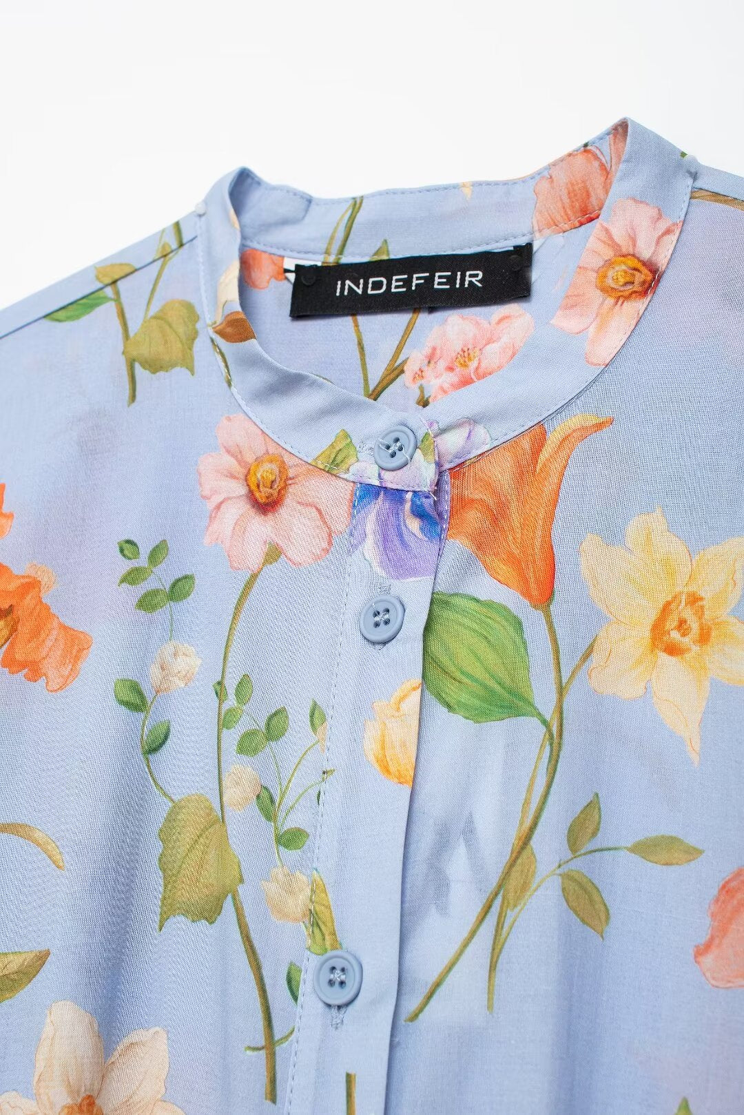 Mujer Ropa Camisa De Popelina Con Estampado Floral Con Cinturón Vestido Elegante