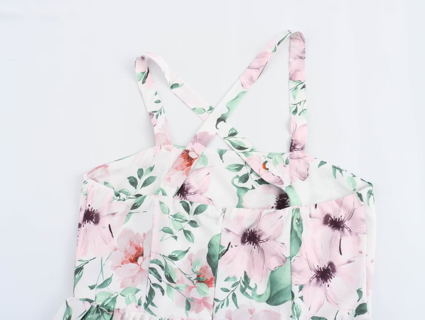 Vestido lencero con estampado halter simple para vacaciones informales franceses para mujer