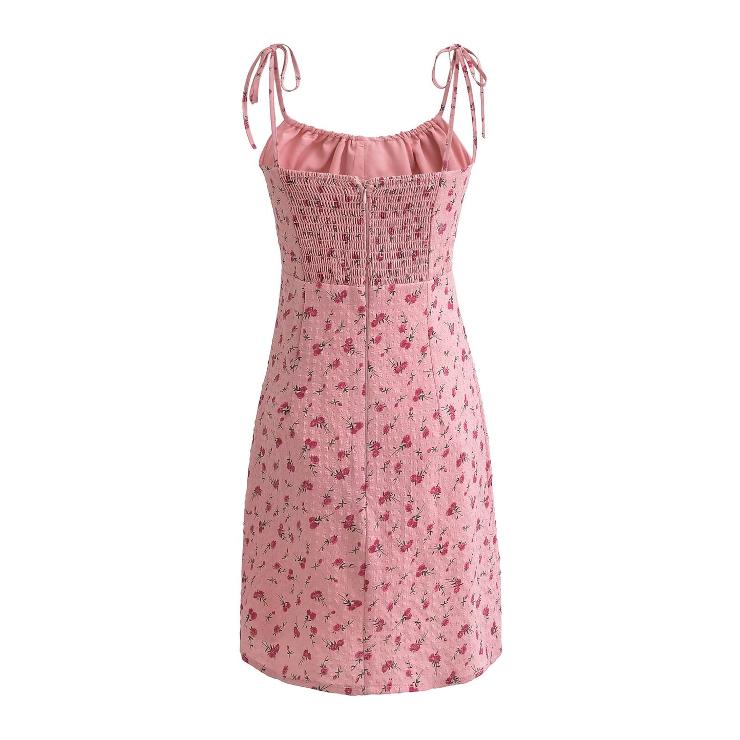 Vestido de fiesta floral con cintura sin mangas y cordones de Summer Rose