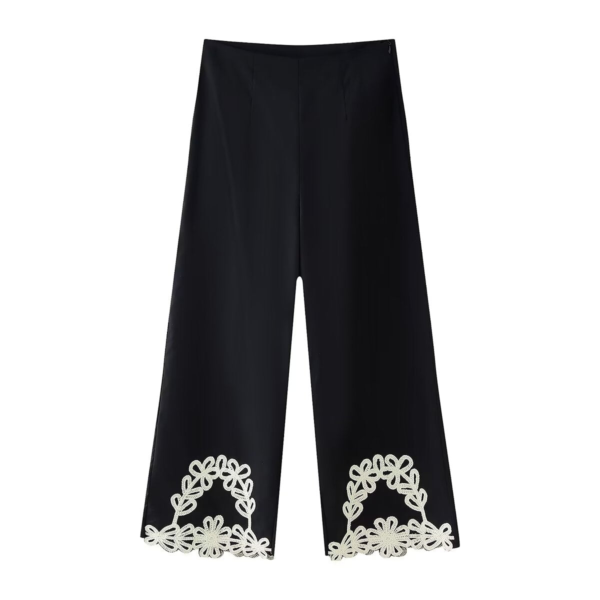 Pantalon fleuri brodé printemps été