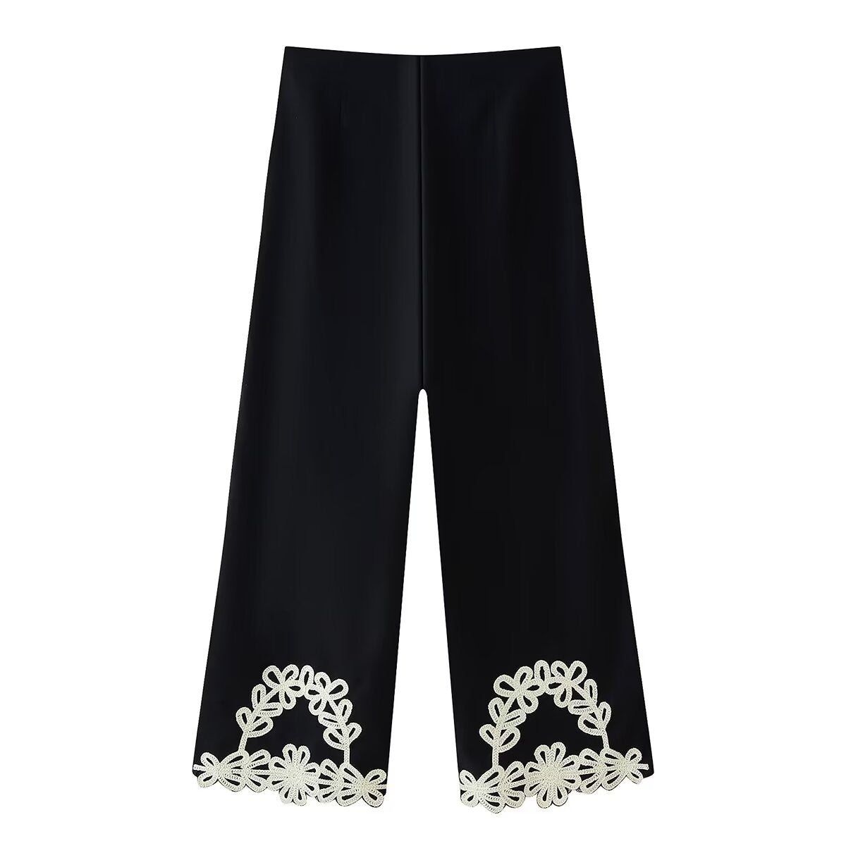 Pantalon fleuri brodé printemps été