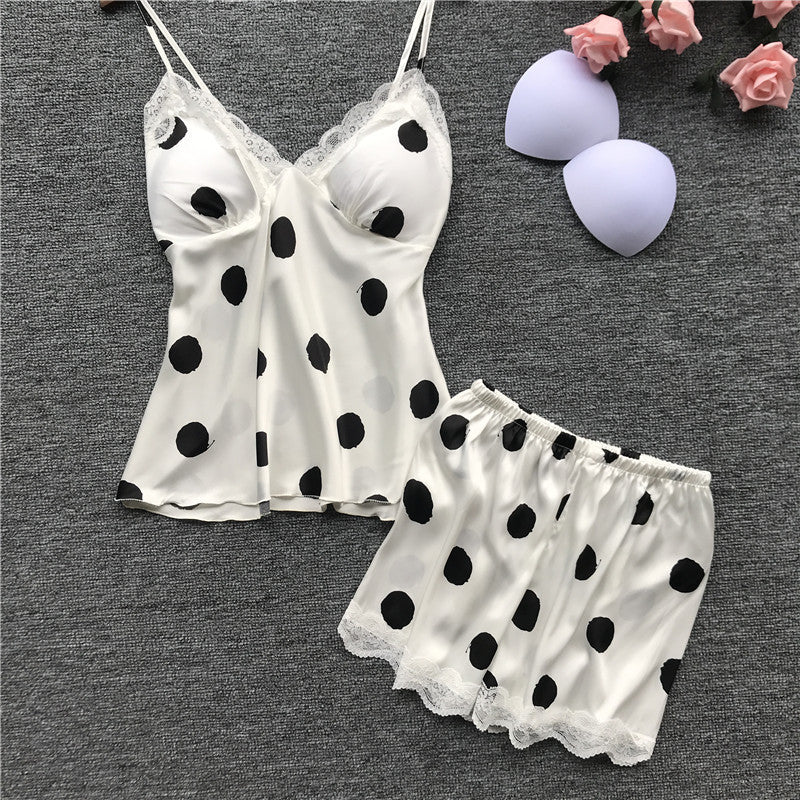 Cute Polka Dot Girly Sexy Home Pajamas One-Piece Sexy Lingerie