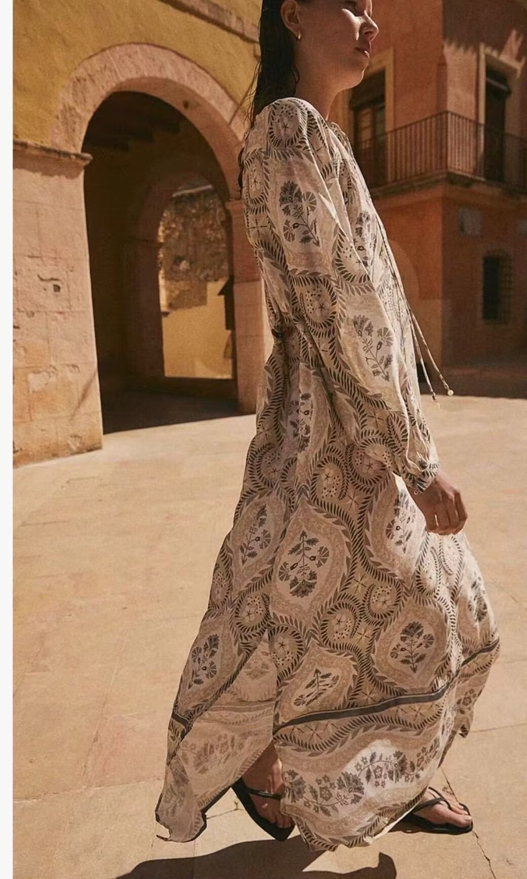 Vestido largo de verano con estampado floral de rayón para mujer