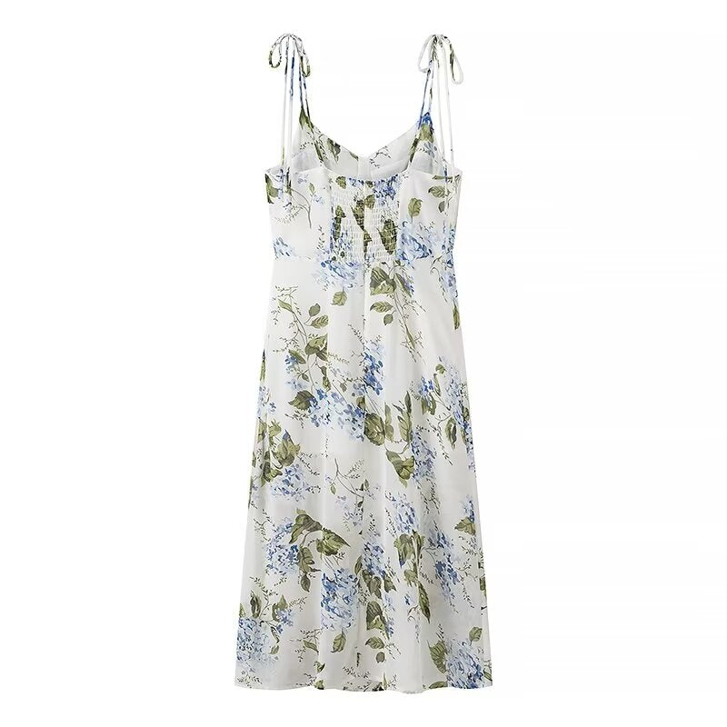 Ropa de mujer Vestido de tirantes floral de cintura alta retro elegancia de verano