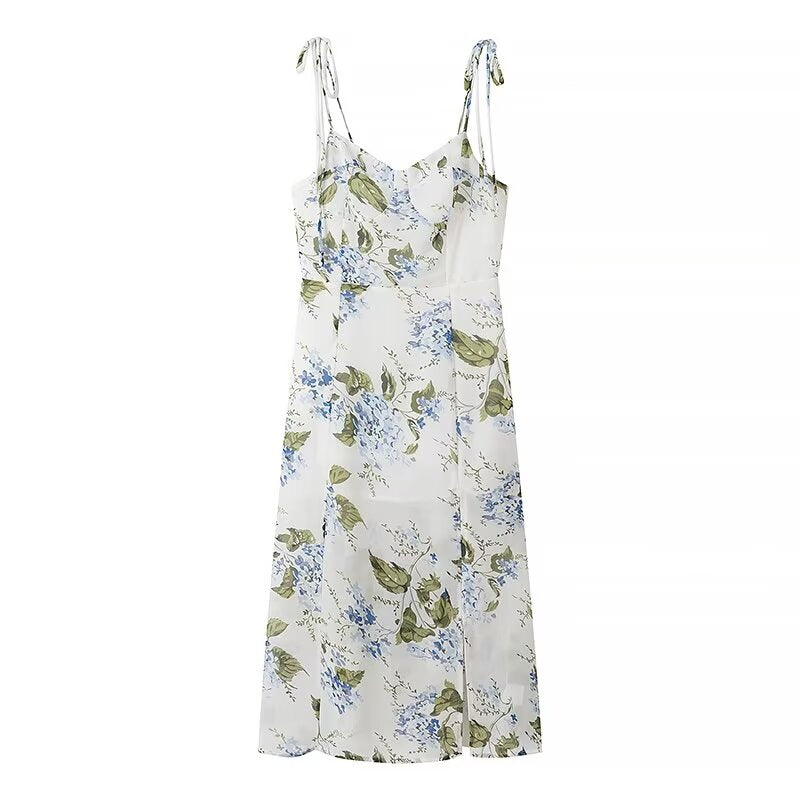 Ropa de mujer Vestido de tirantes floral de cintura alta retro elegancia de verano