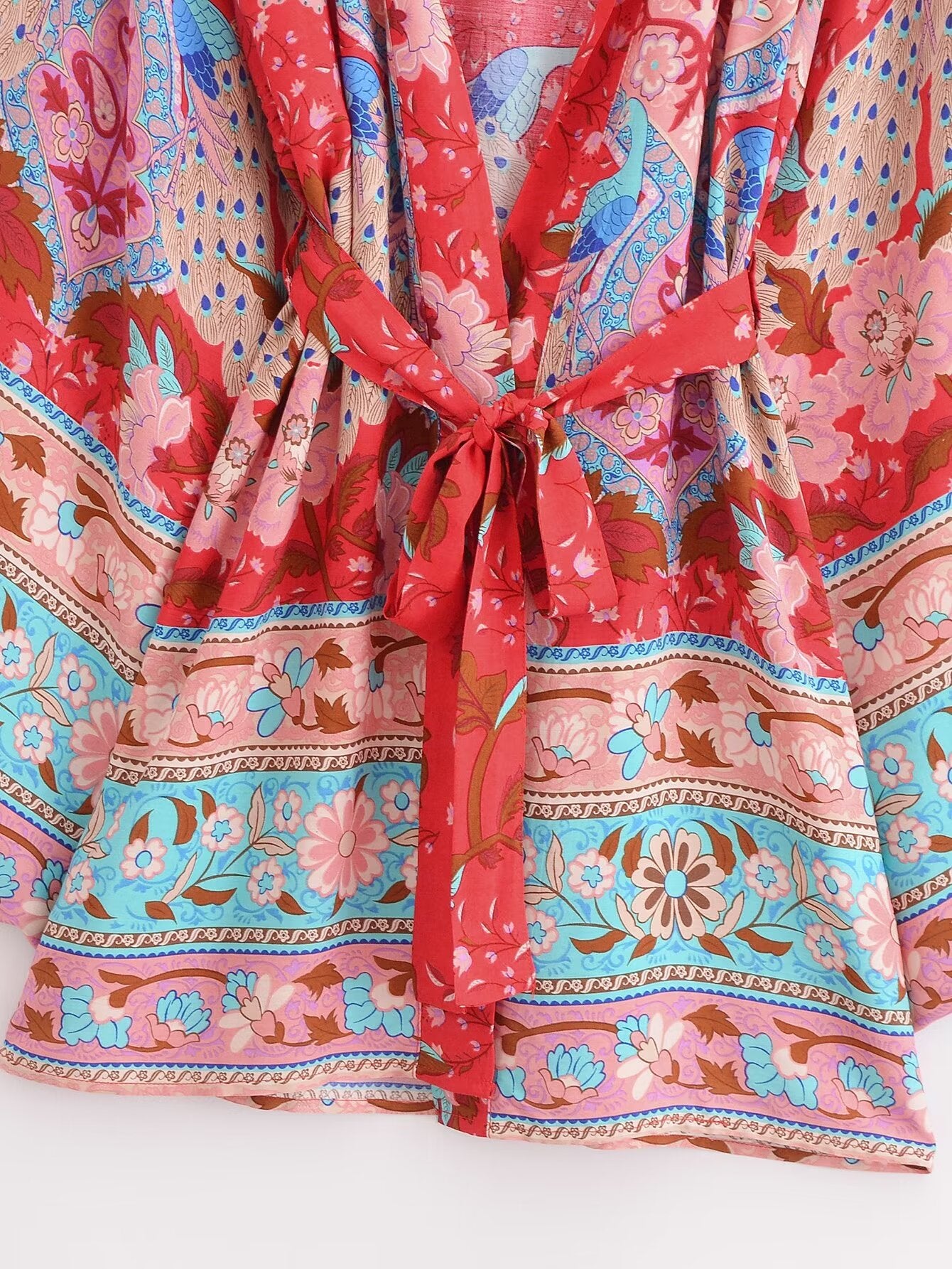 Summer Rayon Belt Short Kimono Cardigan