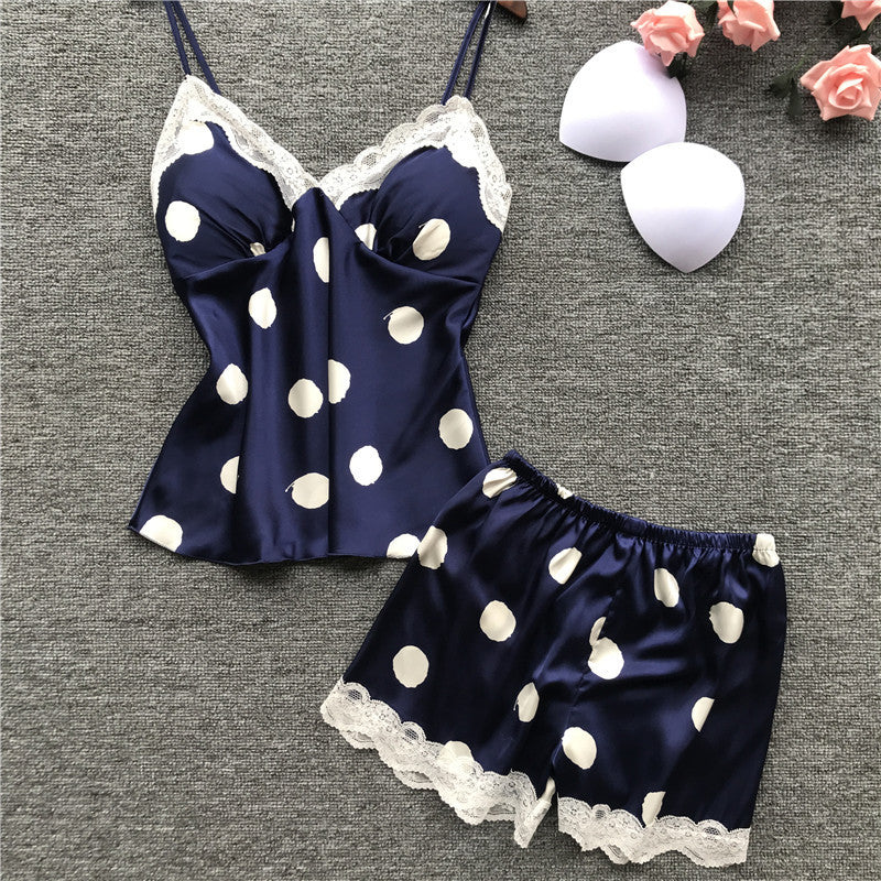 Cute Polka Dot Girly Sexy Home Pajamas One-Piece Sexy Lingerie