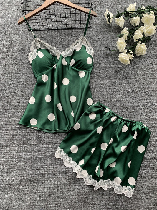 Cute Polka Dot Girly Sexy Home Pajamas One-Piece Sexy Lingerie