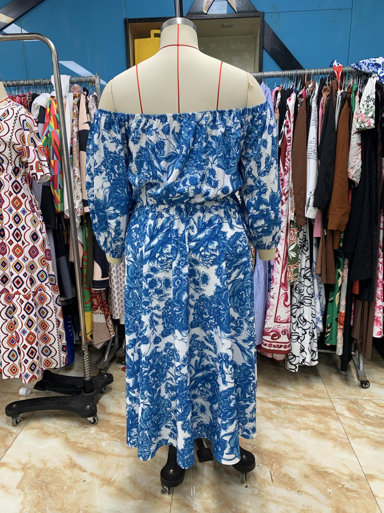 Ropa de mujer Vestido bohemio de playa con hombros descubiertos y estampado floral