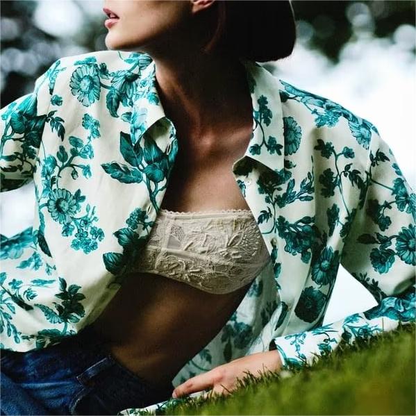 Chemise d'été décontractée à manches longues et imprimé floral