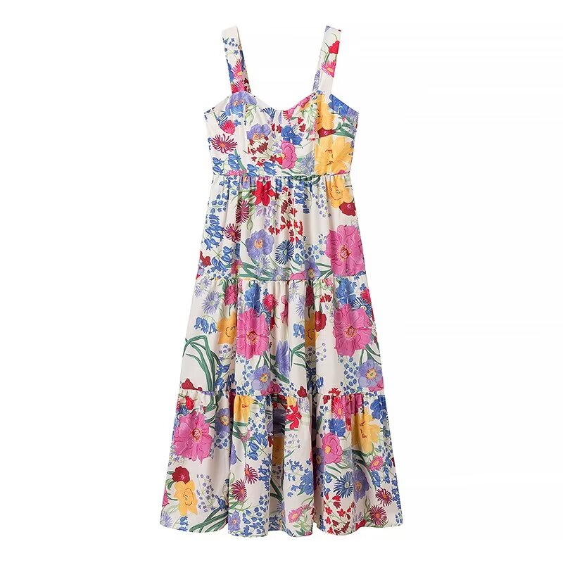 Vestido ajustado con tirantes y estampado floral para mujer