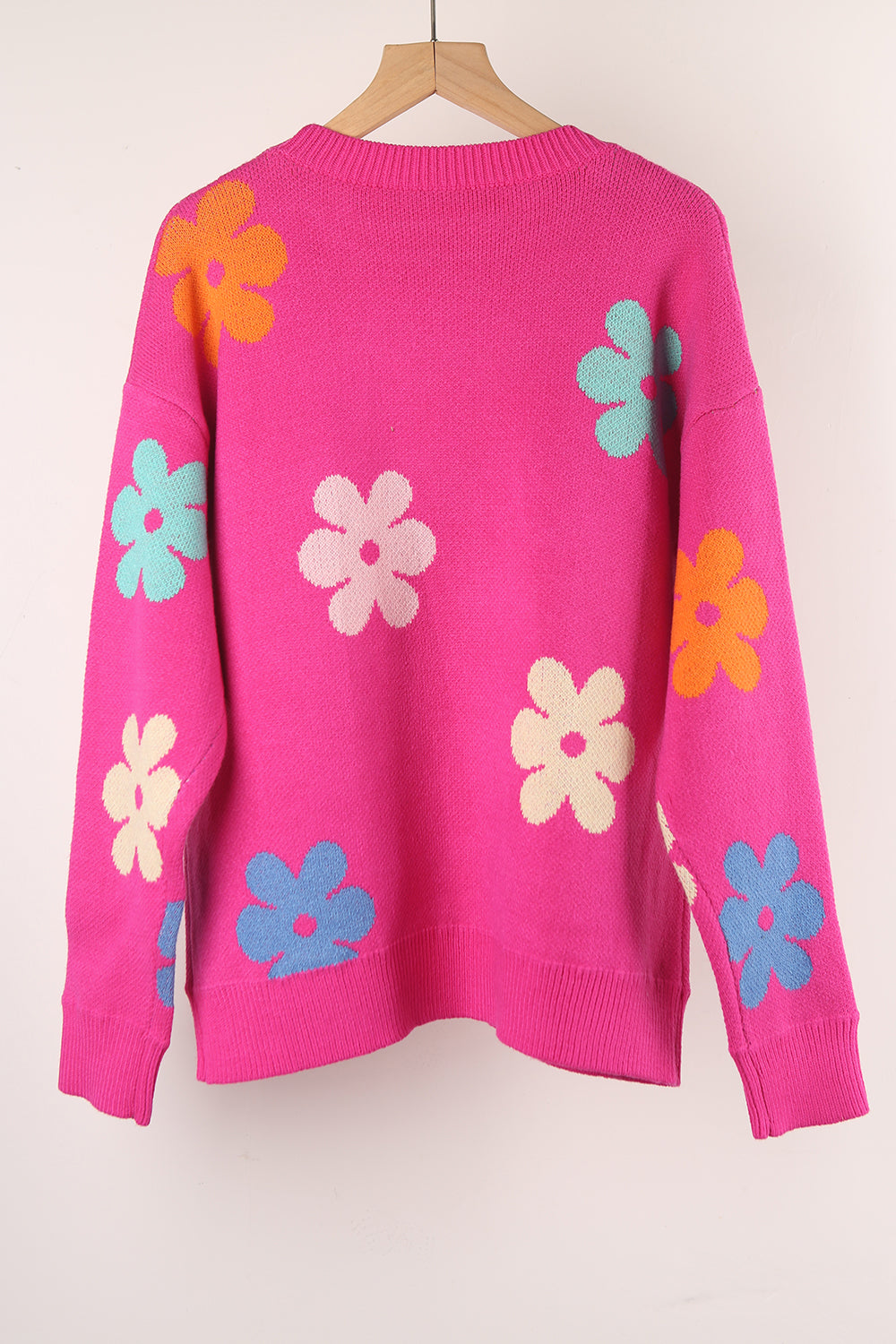 Automne Hiver Pull Floral Color Block Ras Du Cou Tous Les Pulls Assortis