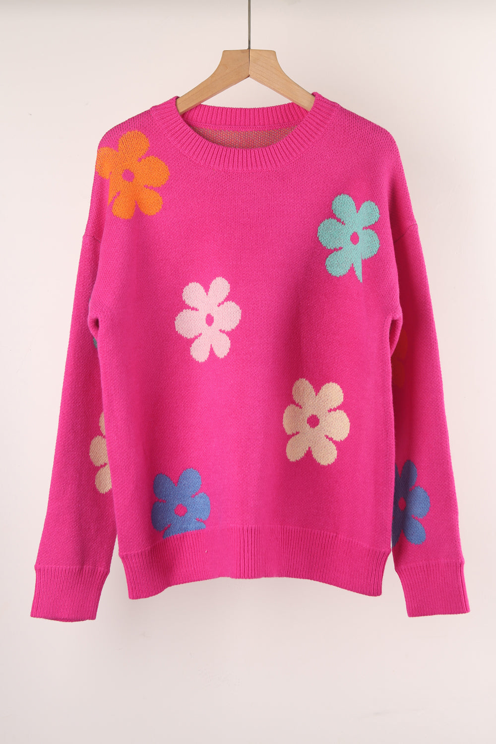 Automne Hiver Pull Floral Color Block Ras Du Cou Tous Les Pulls Assortis