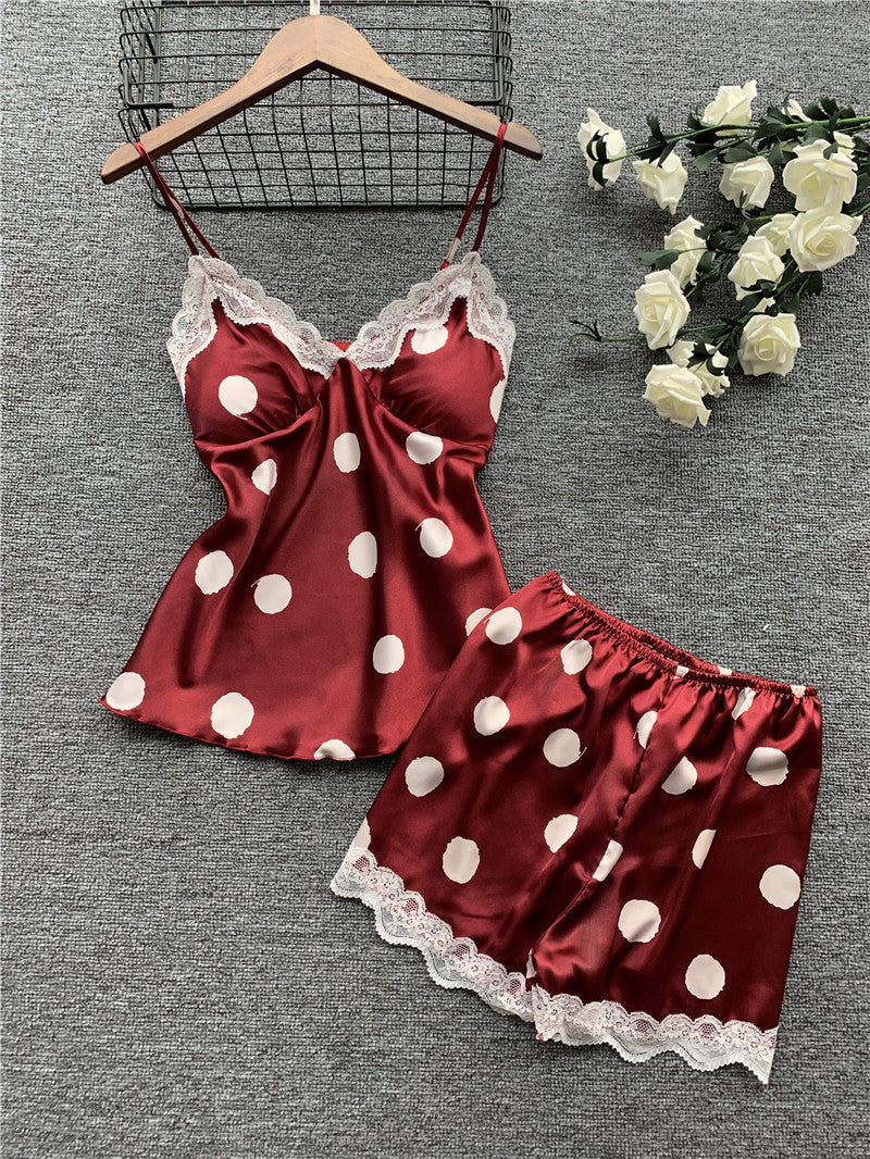 Cute Polka Dot Girly Sexy Home Pajamas One-Piece Sexy Lingerie