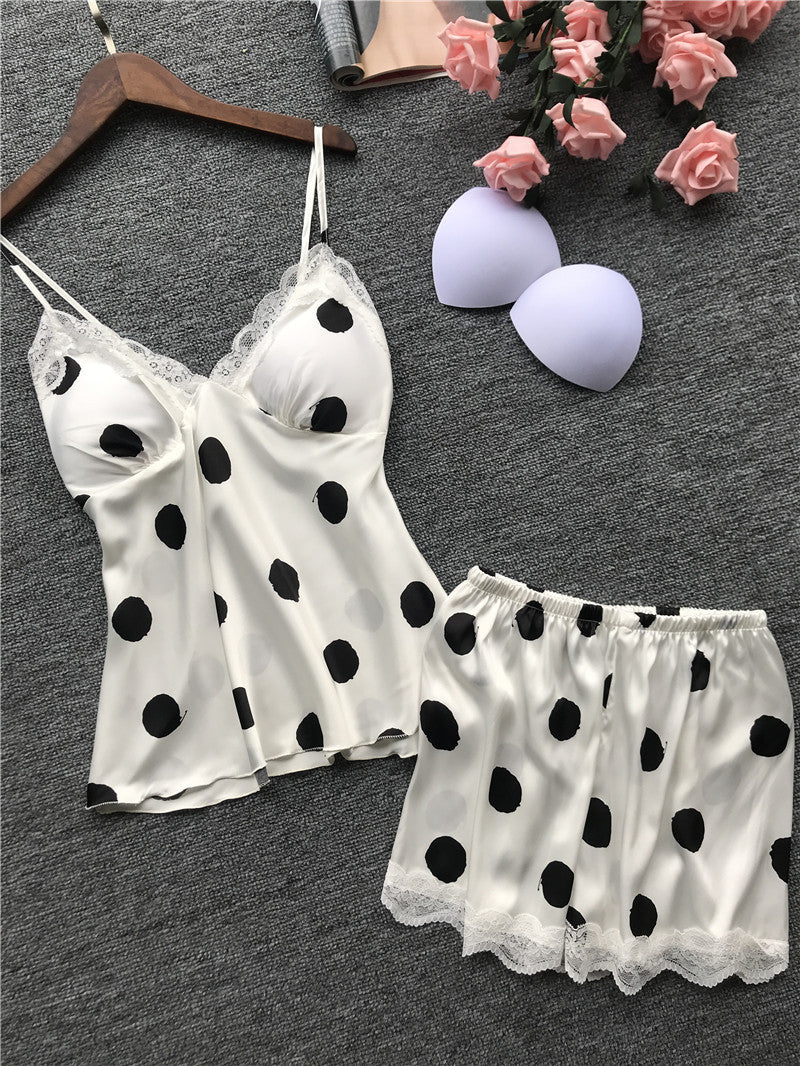 Cute Polka Dot Girly Sexy Home Pajamas One-Piece Sexy Lingerie