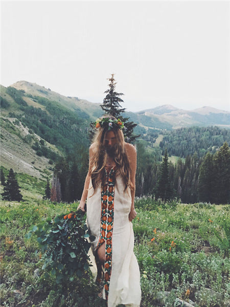 Vestido largo bordado de flores de colores con vestido de tirantes para vacaciones