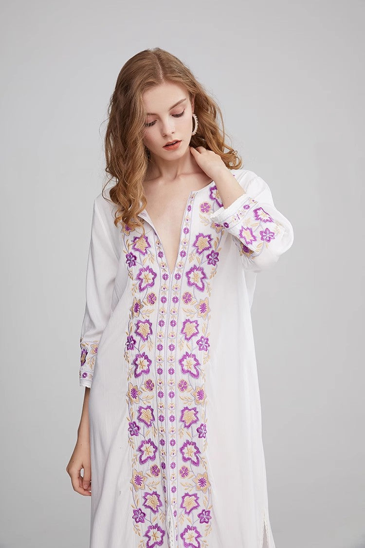 Vestido bordado bohemio para mujer